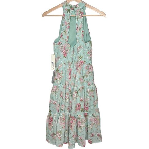New Women’s Eliza J Floral Halter Mini Tiered Dress Size 2 - Picture 7 of 12